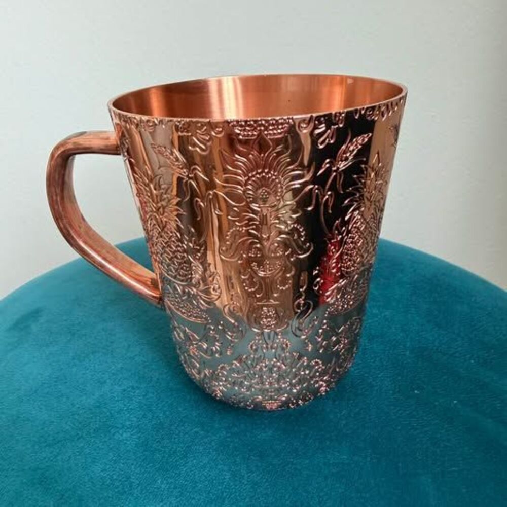 Official Absolut Elyx Copper Cocktail Mug – Embossed Damask Moscow Mule Cup